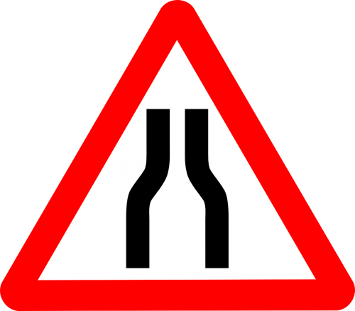 narrows warning roadsigns