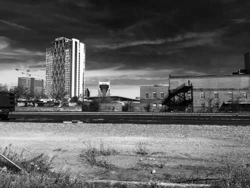 nashville train black white industrial area