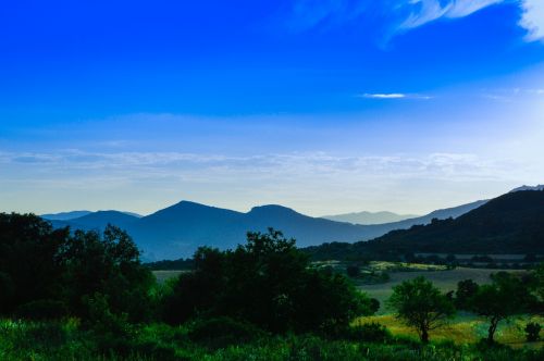 rustic landscape sunset in the mountains natural vegetation