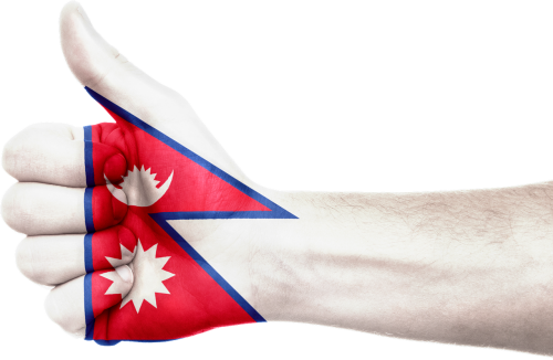 nepal flag hand