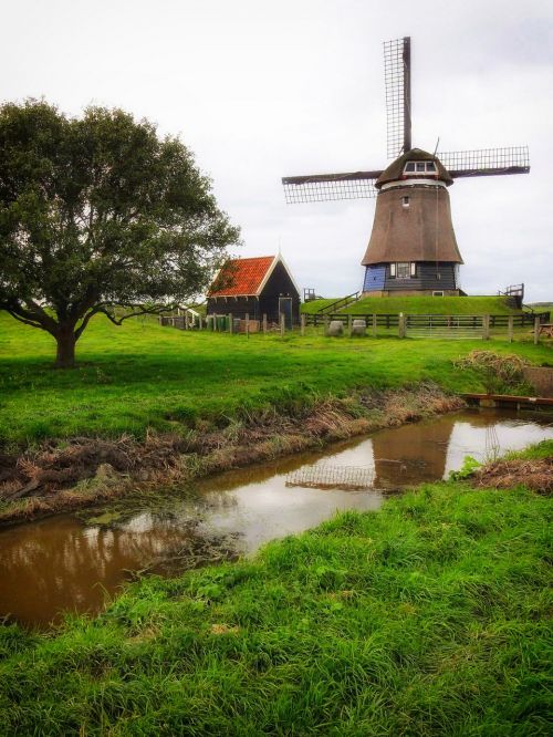 netherlands windmill canal