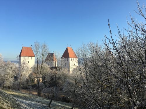 neuburg hoarfrost morning sun