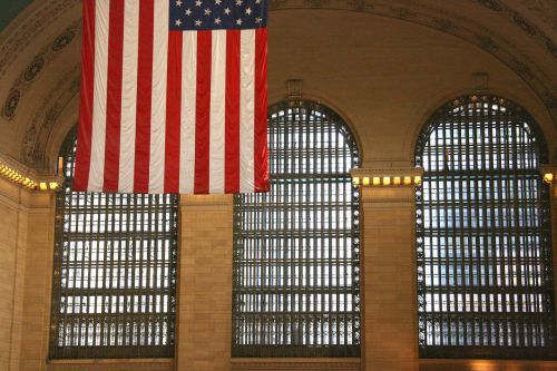 flag new york train station