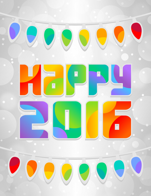 new year card happy 2016 colorful