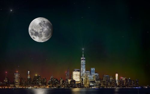 new york skyline night scene