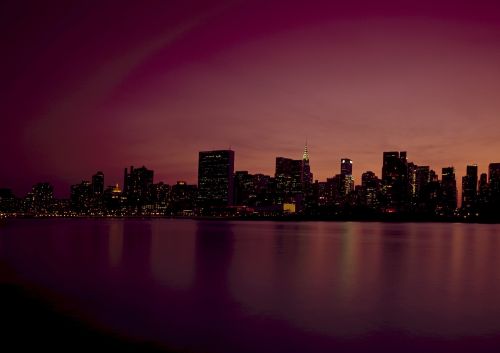 new york city skyline dusk