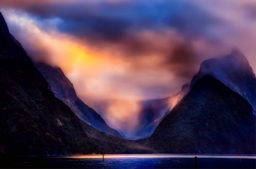 new zealand mountains sunset