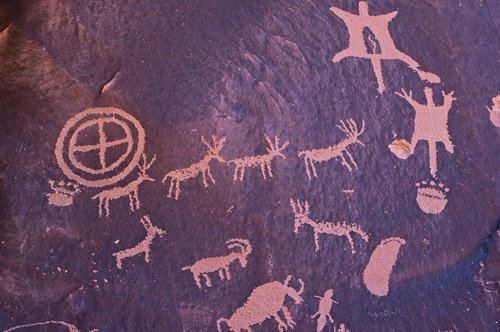 newspaper rock drawings  petroglyph  rock