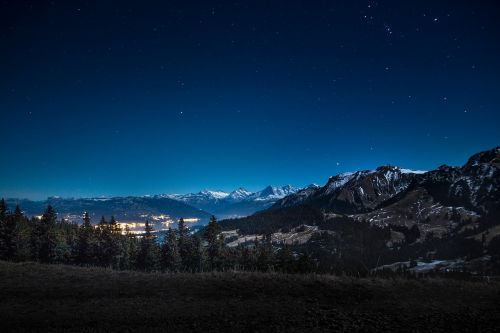 night mountains city