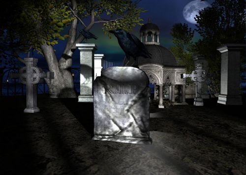 night cemetery tree