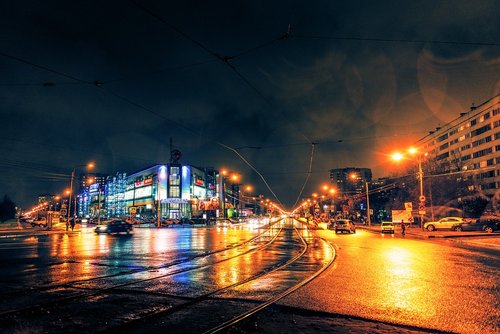 night  rain  city