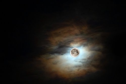 night  clouds  moon