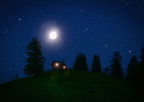 night  starry sky  moon