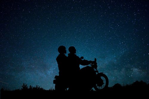night  motorcycle  couple