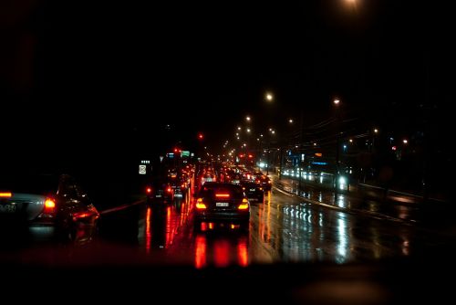 night rainy road