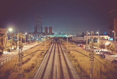 night dark train tracks