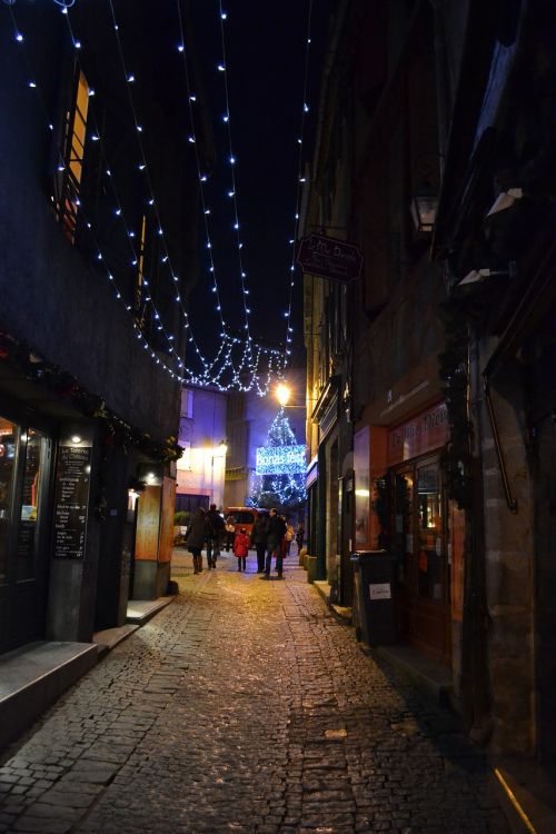night christmas medieval street
