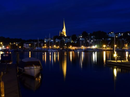 night photograph city flensburg