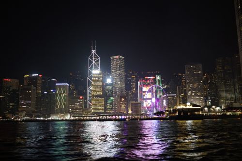 night scene hong kong ferry