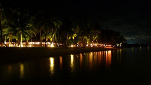 night shot beach island paradise
