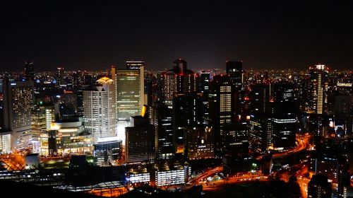 night view osaka japan