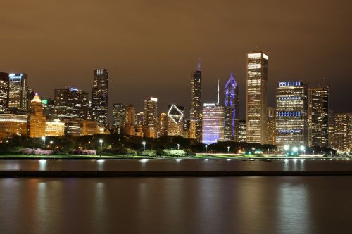 night view chicago downtown