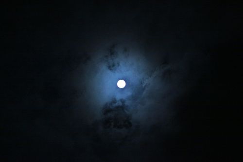 night view moon cloud