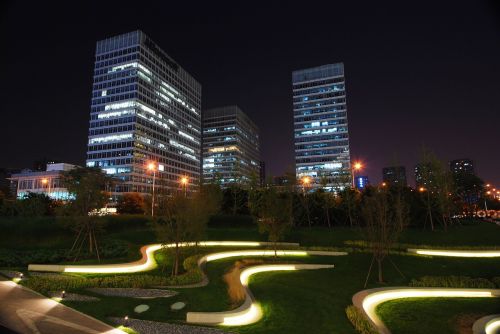 night view urban landscape building