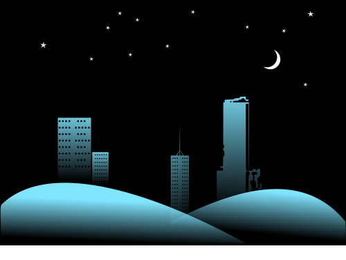 nightsky city hills