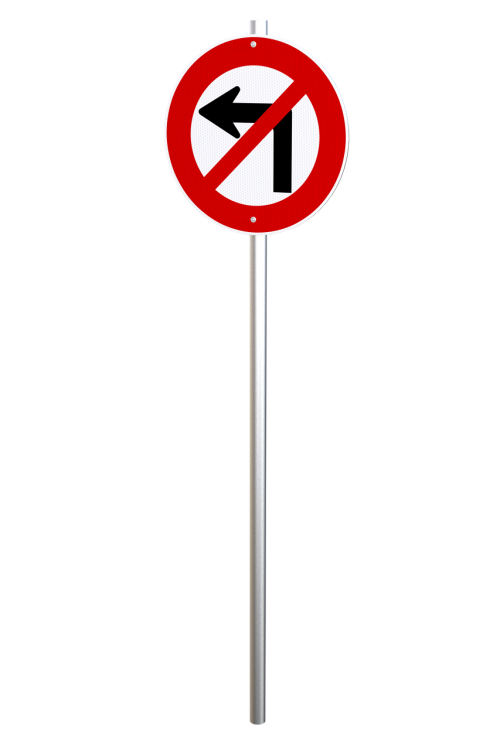no left turn traffic sign regulatory