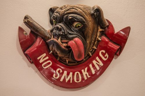 no smoking bulldog sign