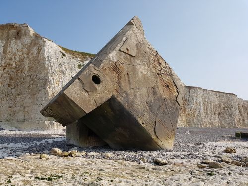 normandy coast concrete block