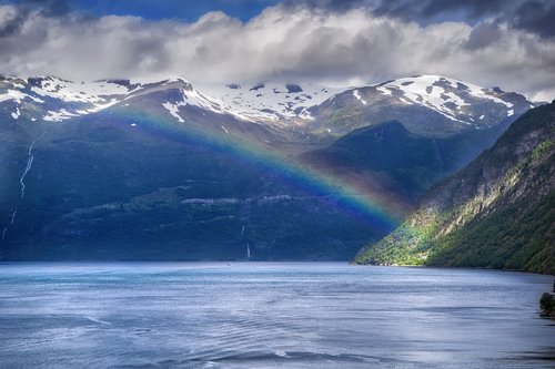 norway  fjords  rainbow