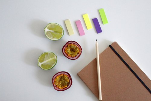 notebook  write  fruit