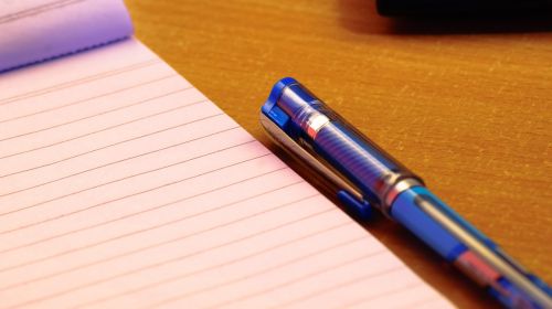 notepad blue pen
