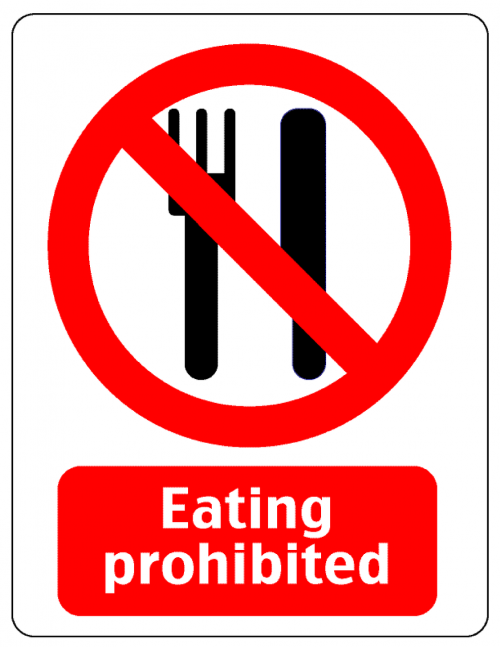 notice warning eating