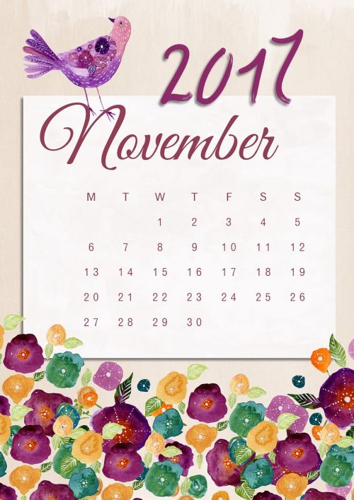 november calendar 2017
