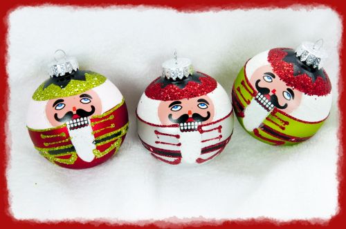 Nutcracker Ornaments - Red Border