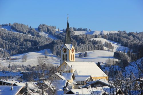 oberstaufen town view church