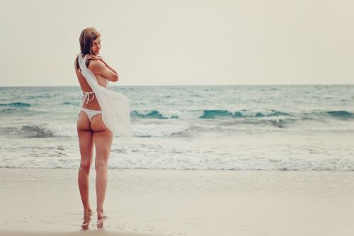 ocean bikini young woman