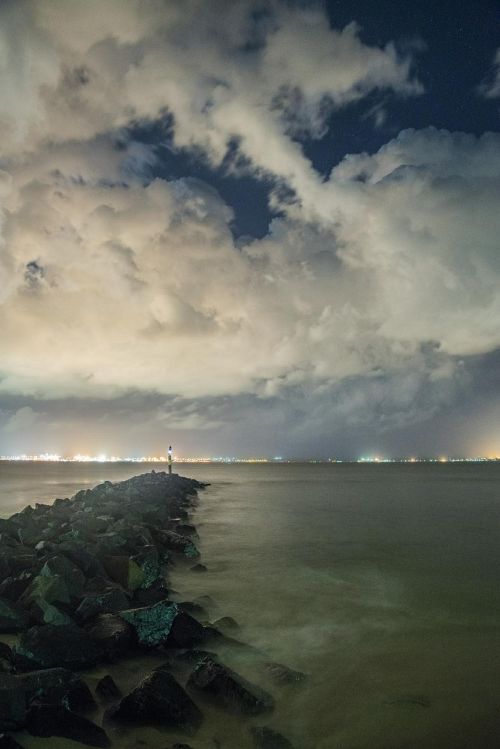 ocean clouds night