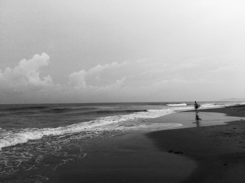 ocean surfer black and white