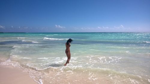 ocean coastline young woman