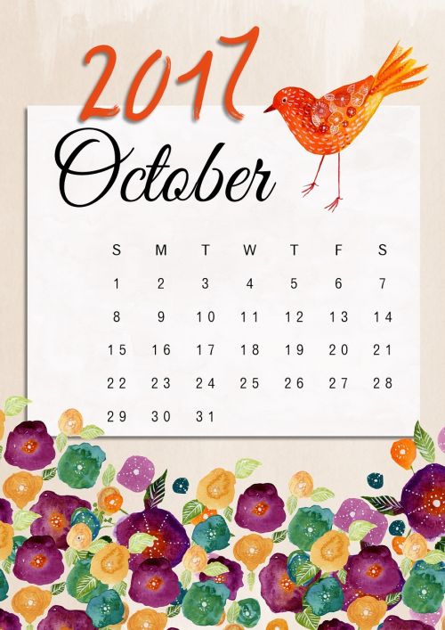 october calendar 2017