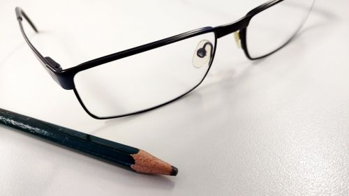 office glasses pencil