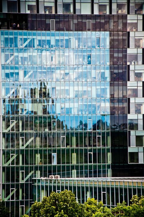 office building reflection glass