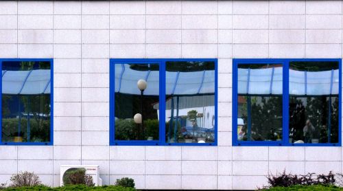 office building window reflection