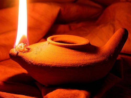 oil lamp clay pot light