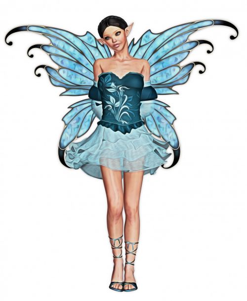 Oil Painted Blue Dress Fairy