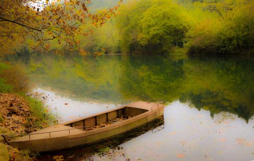 oil painting the scenery boat